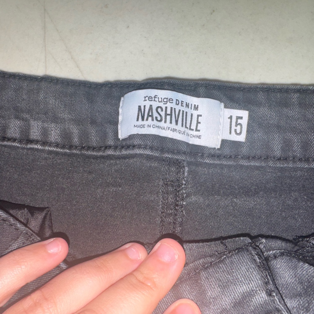Refuge Black Jean Shorts with Rips